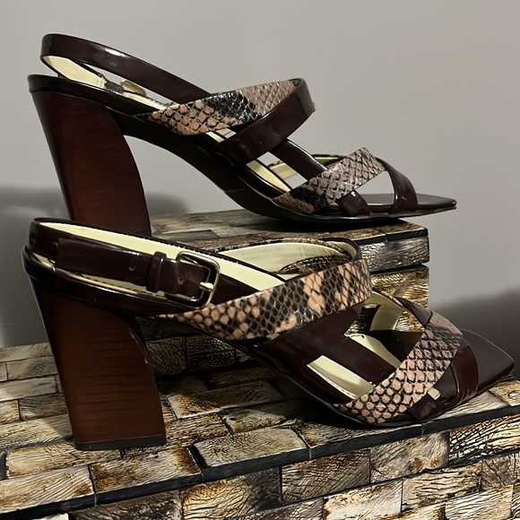 FRANCO SARTO Strappy Sandals - Brown/Snakeskin - Size 8 - Picture 7 of 10
